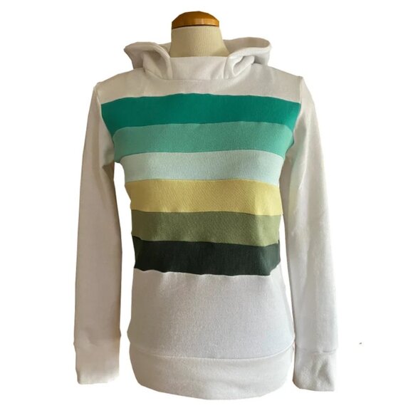 Marshmallow Mist Hoodie Upcycled Sweatshirt One-Of-A-Kind Clothing MungoCrafts - Picture 1 of 5